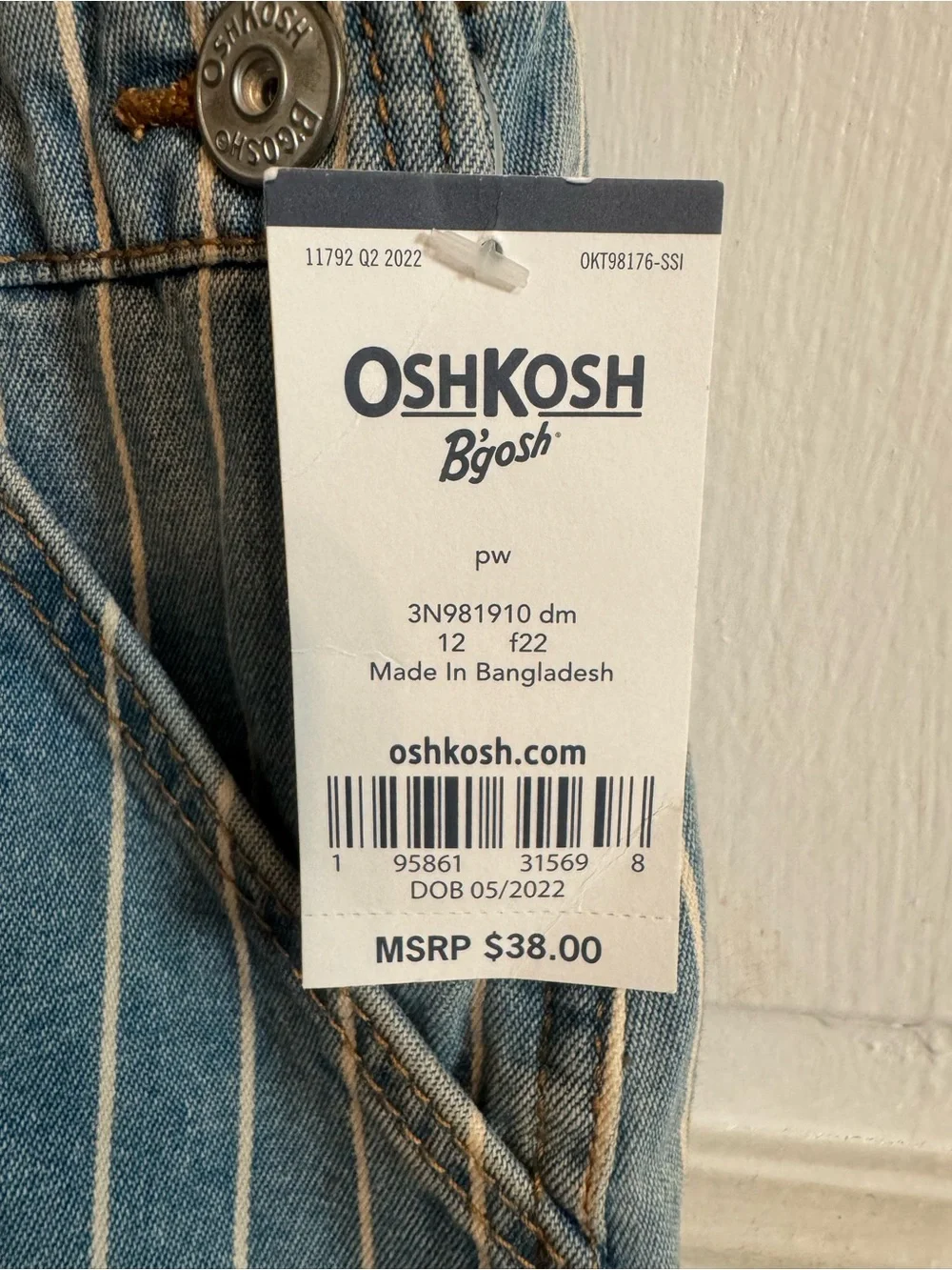 OshKosh B'gosh Light Blue Denim Pinstripe Overalls